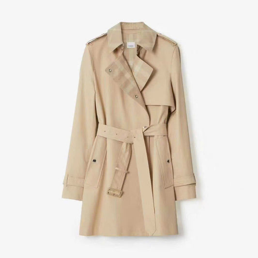 Áo BB jacket kèm belt nút bấm lót caro Màu Nude 7381