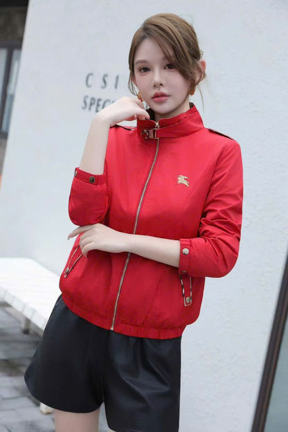 Áo BB khoác trơn logo ngực cổ đứng Màu Nude 7383