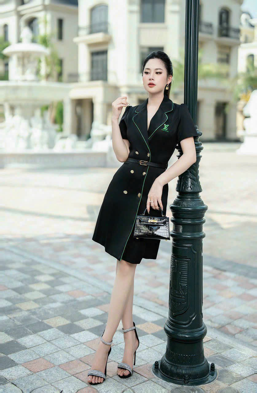 Dress with belt -  LV màu đen 1316 ❤️