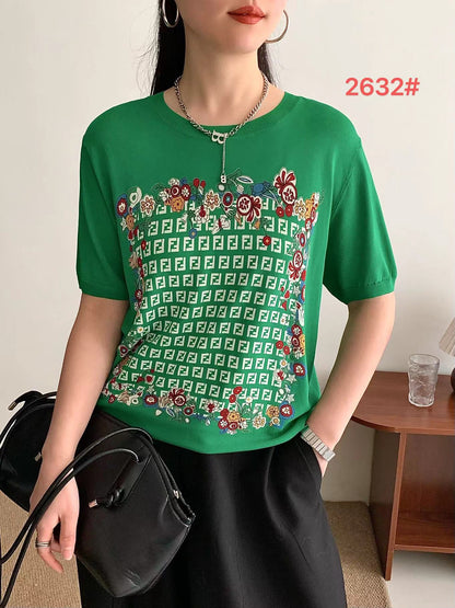 Áo Montoghi hoạ tiết chữ FF Màu Xanh lá 8526