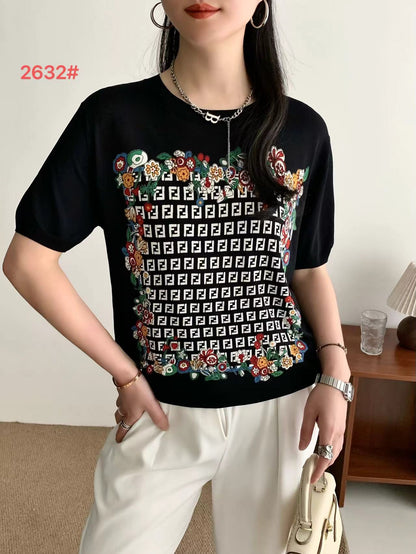 Áo Montoghi hoạ tiết chữ FF Màu Xanh lá 8526