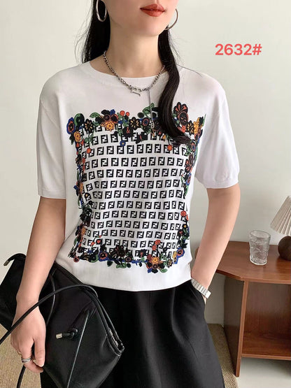Áo Montoghi hoạ tiết chữ FF Màu Xanh lá 8526