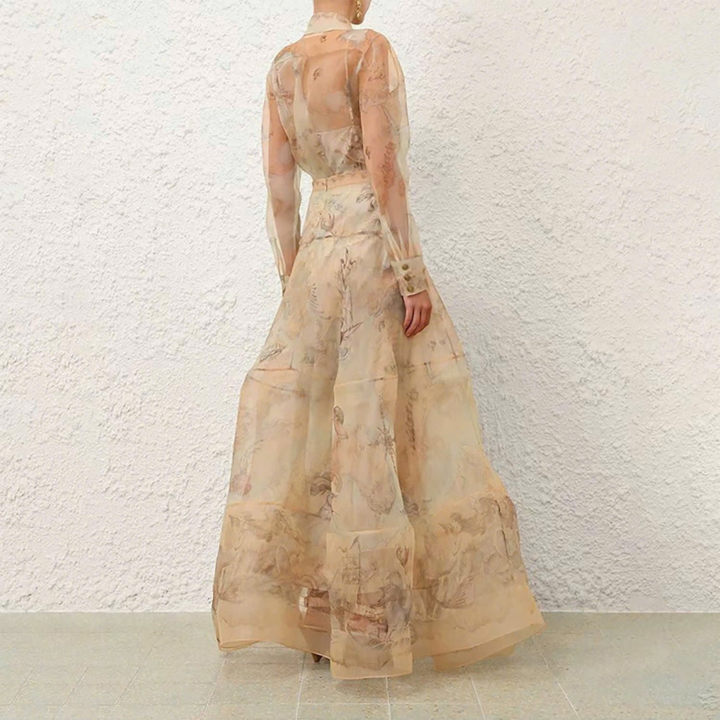 Đầm maxi lụa phong cách cổ điển 7770