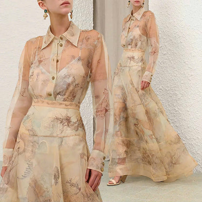 Đầm maxi lụa phong cách cổ điển 7770