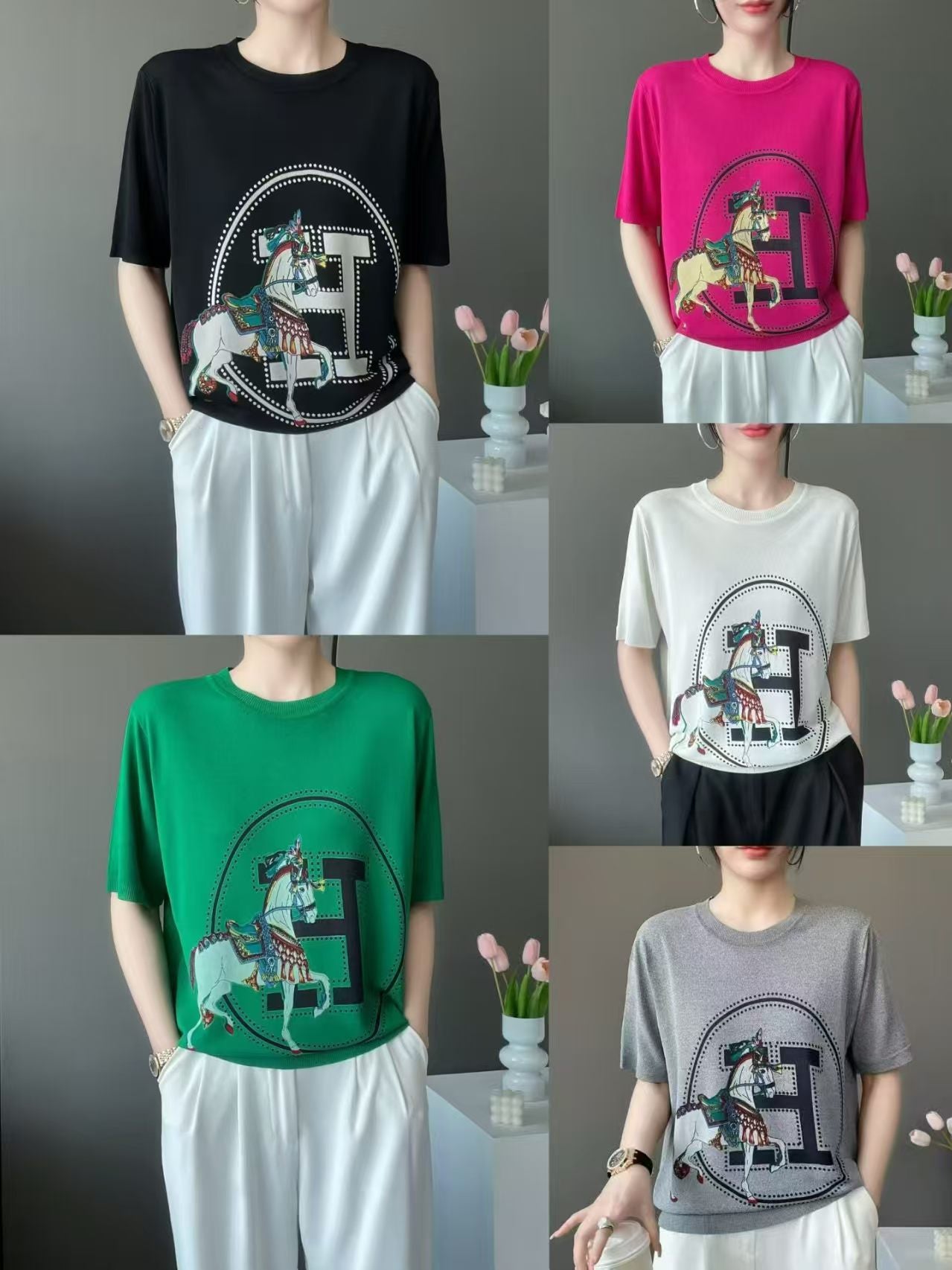 Áo Montoghi chữ H ngựa MÀU ĐEN 8769