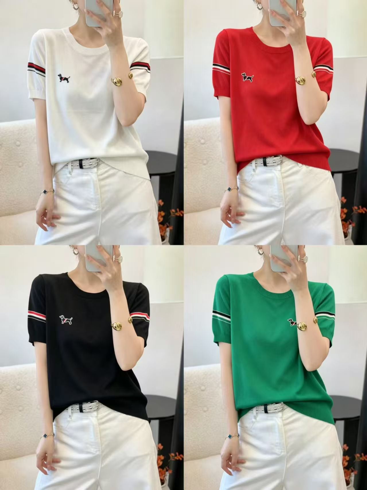Áo Montoghi Thom sọc hai tay logo nhỏ ngực Màu Đen 8774