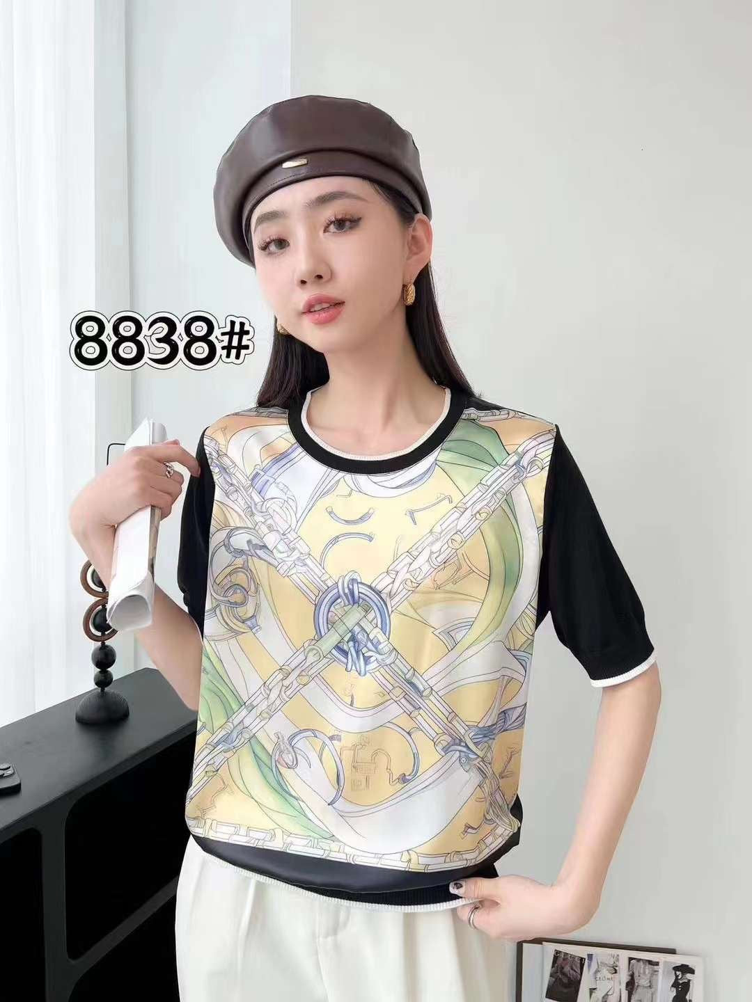 Áo len lụa HM dây xích Màu Đen 2318