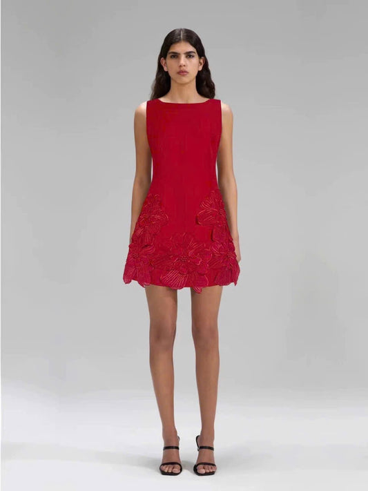 Đầm sát nách bèo gấu cực xịn MÀU ĐỎ 6004