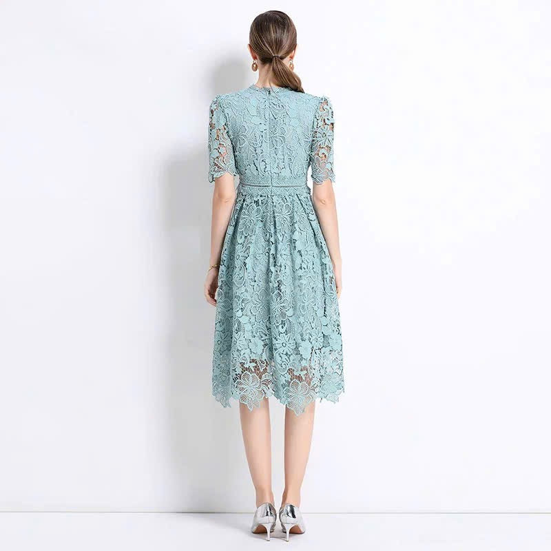 Đầm ren xanh ngọc hai lớp siêu đẹp 6029