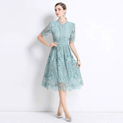 Đầm ren xanh ngọc hai lớp siêu đẹp 6029