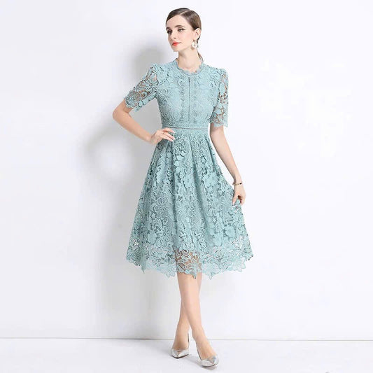 Đầm ren xanh ngọc hai lớp siêu đẹp 6029