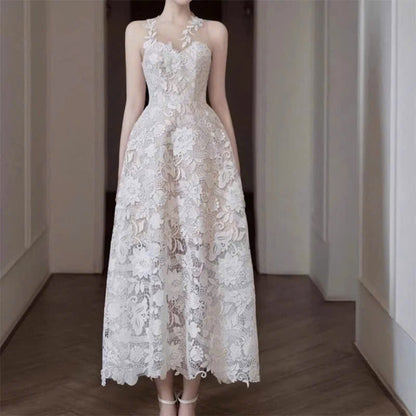 Đầm ren thiết kế cúp ngực cổ kiểu siêu đẹp 6060