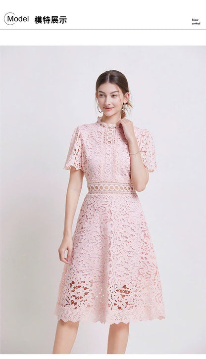 Đầm ren liền viền eo xịn MÀU HỒNG 5966