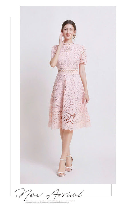 Đầm ren liền viền eo xịn MÀU HỒNG 5966