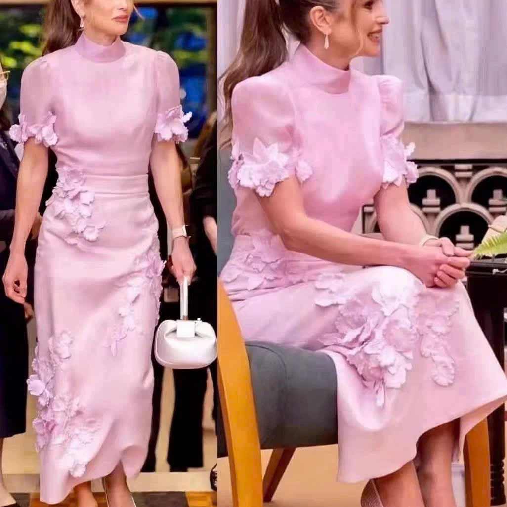 Sét lụa hồng hoa nổi thiết kế siêu đẹp 6064