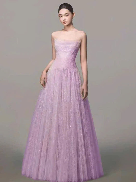 Đầm thiết kế cúp ngực tà xoè công chúa màu tím 6079