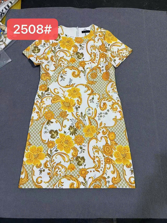 Đầm suông hoạ tiết hoa vàng 6984