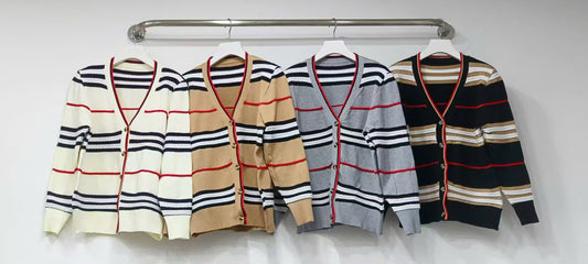 Áo BB cardigan cổ tim cài nút màu Kem 7168
