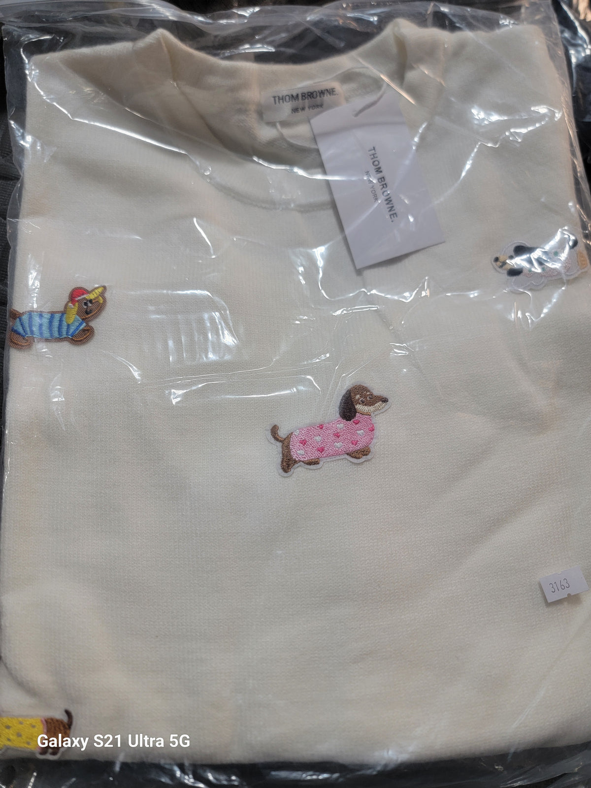 Áo len Thom chui cổ logo chó full áo Màu Trắng 9615