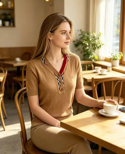 Áo Bb cổ tim cài nút 19406 vải len mềm đẹp Màu Đen 9195