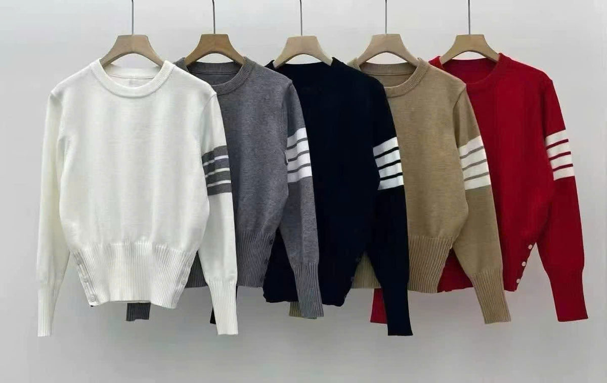 Áo len Thom dài tay 3 sọc trơn không logo Màu Nu 9407